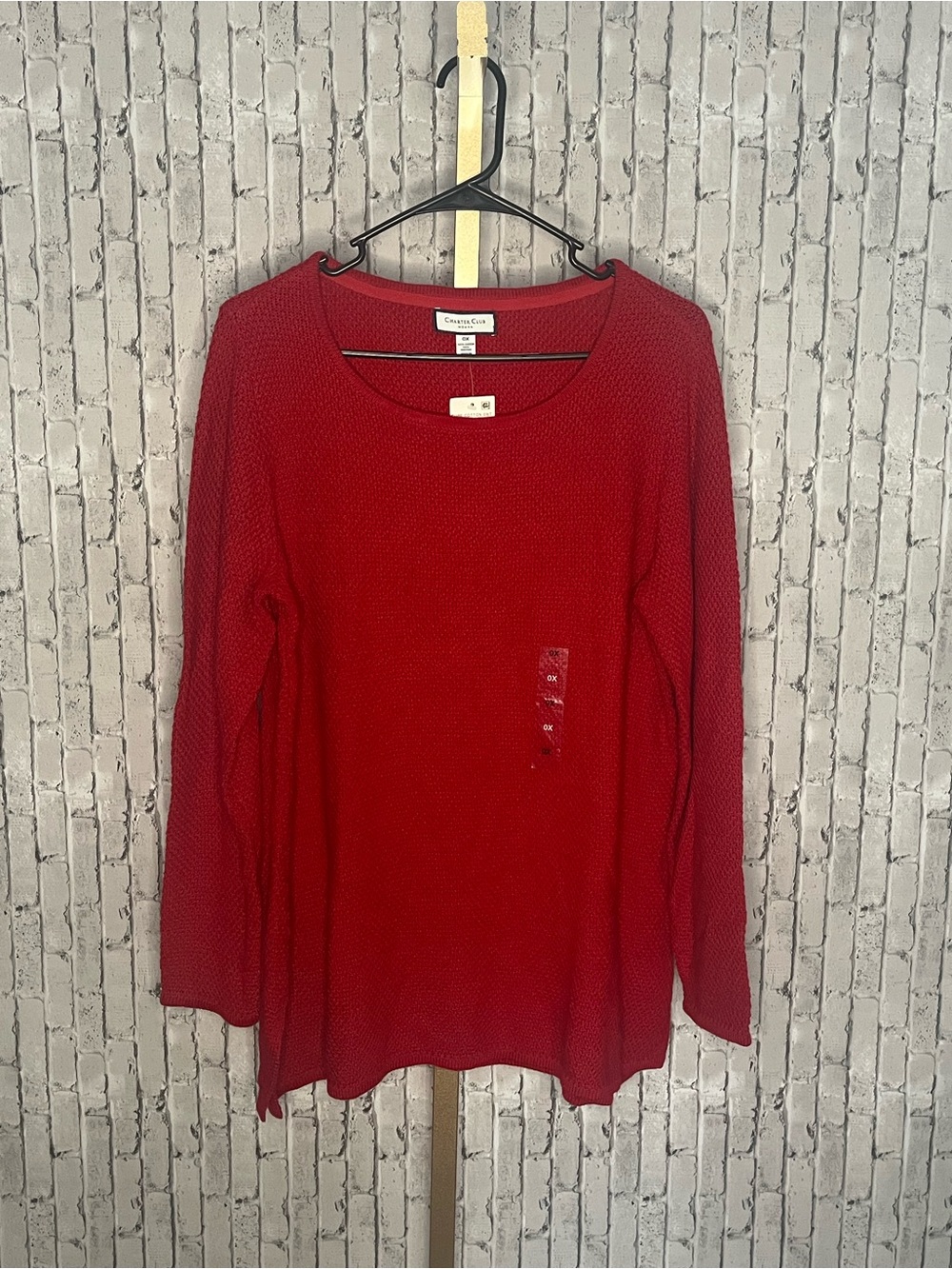 Charter Club Seed Stitched Tunic Sweater Ravishing Red Plus Size 0X NWT